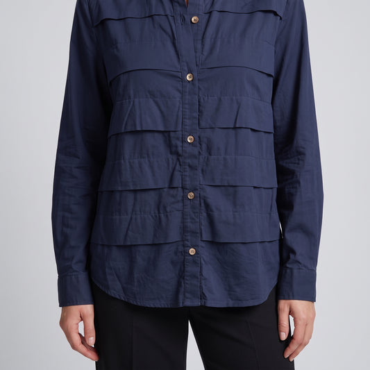 Layered Navy Button-Down Shirt