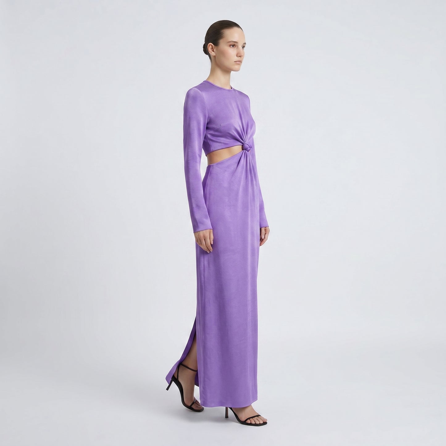 Knot-Front Long Sleeve Dress