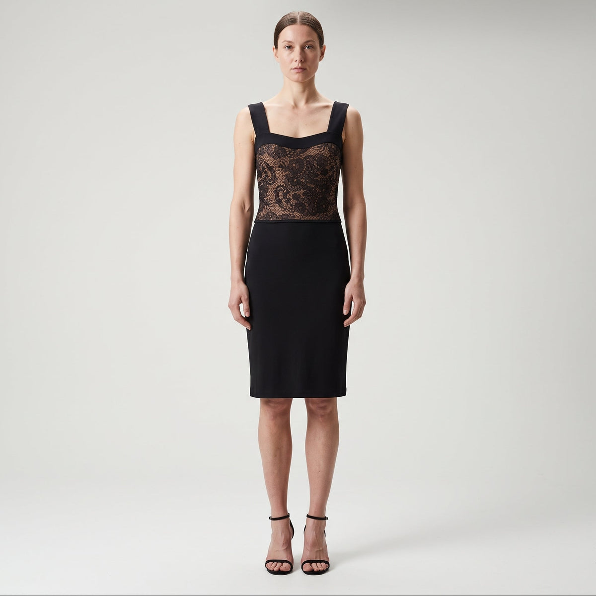 Elegant Lace Contrast Sheath Dress