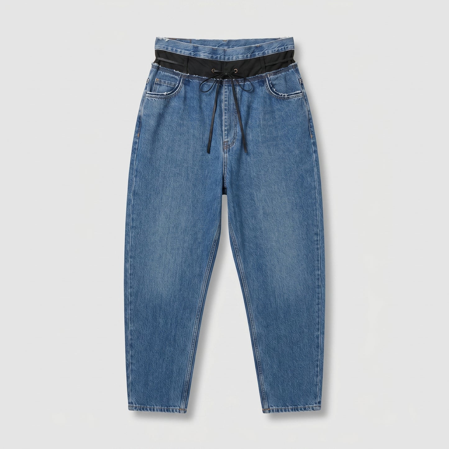 Dual-Waistband Contrast Denim Jeans