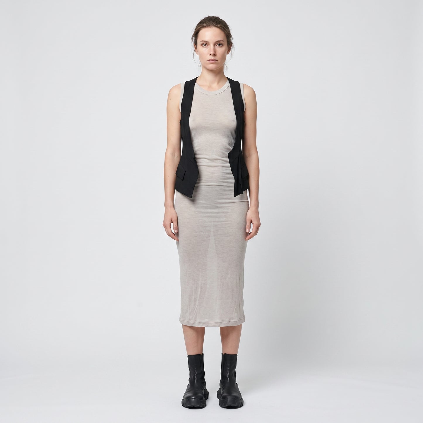 Minimalist Sleeveless Cotton Midi Dress