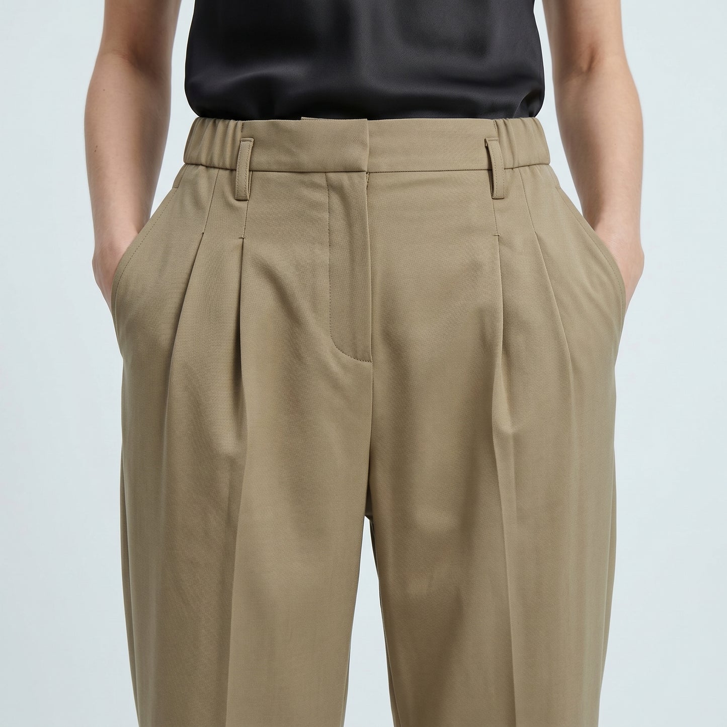Tailored KAKI Pleated Trousers