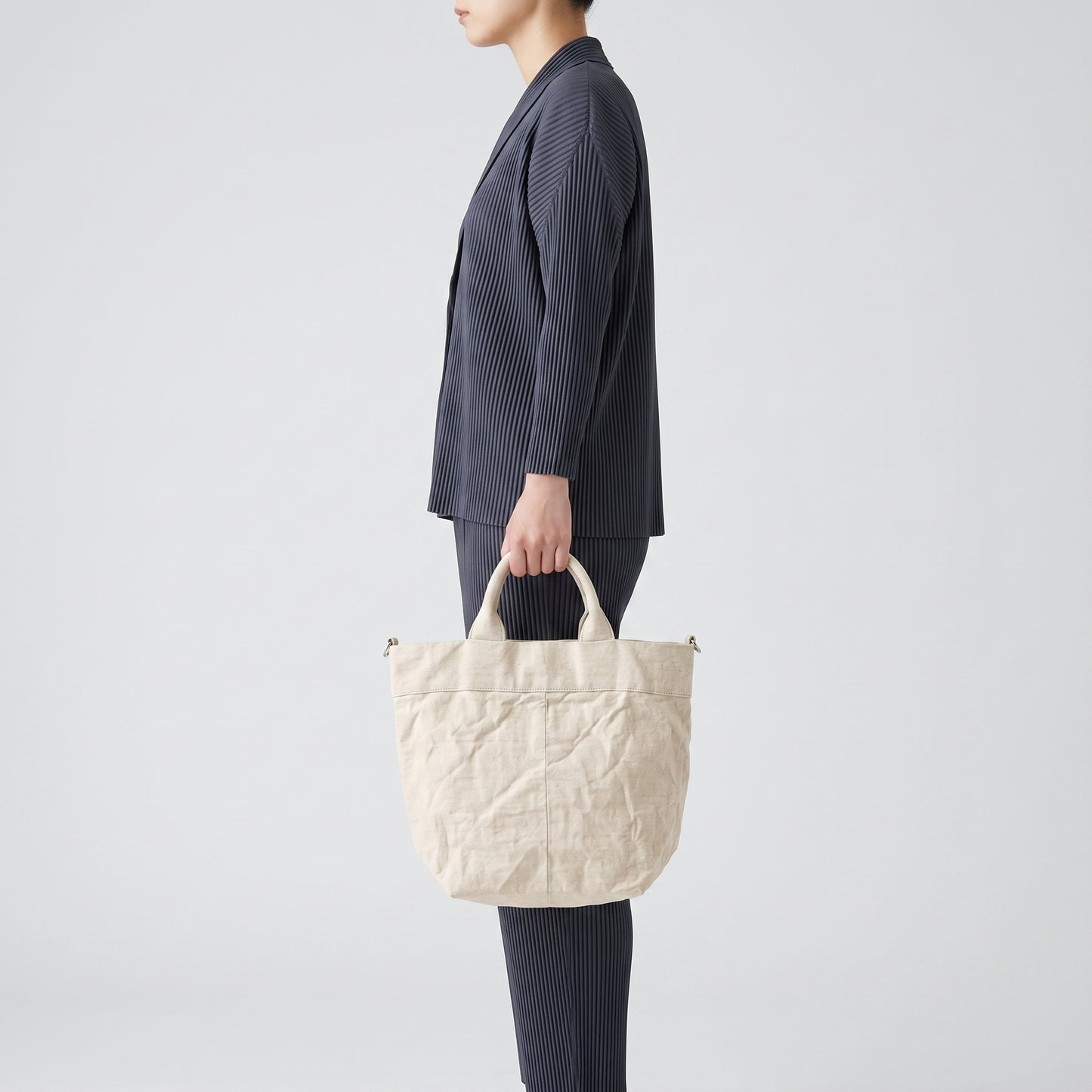 Crinkled Linen Tote Bag