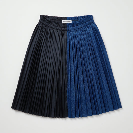 Two-Tone Metallic Pleated Skirt