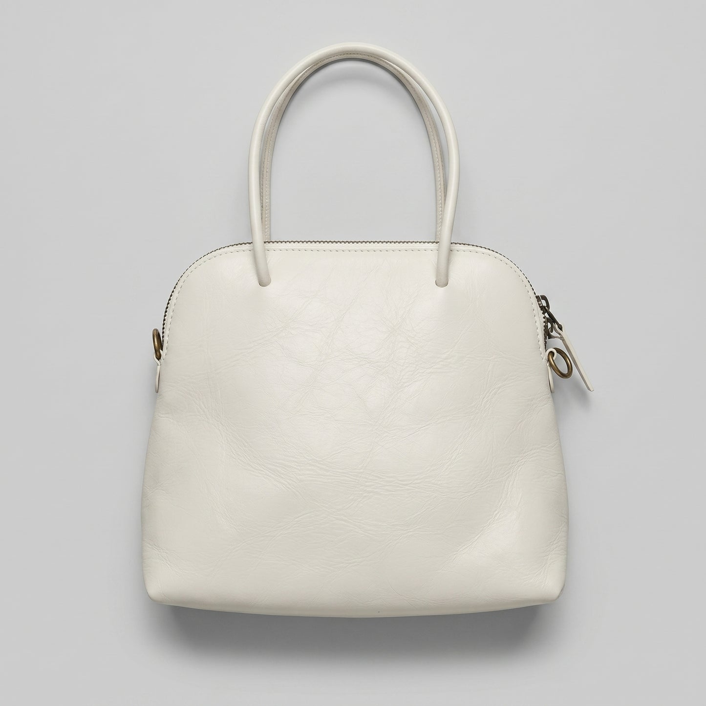 Structured Leather Top Handle Bag