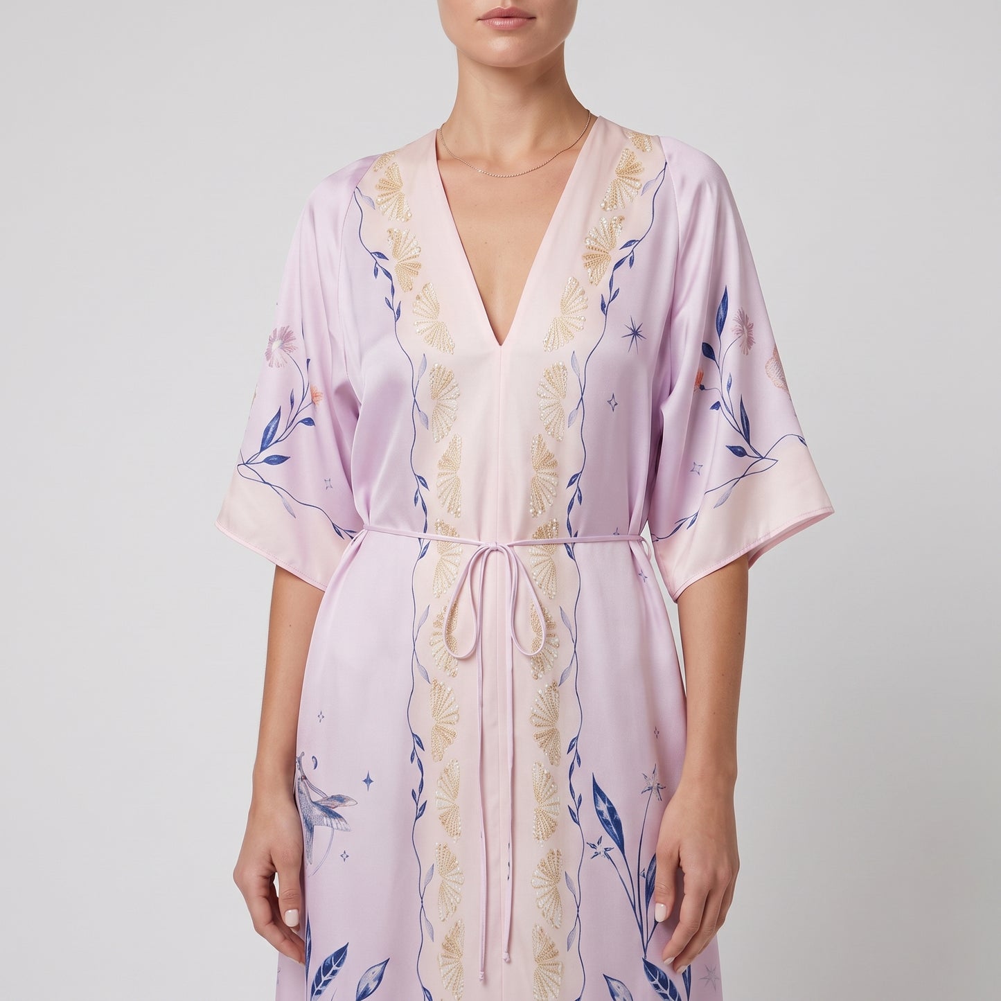 Floral Printed Silk Midi Dress