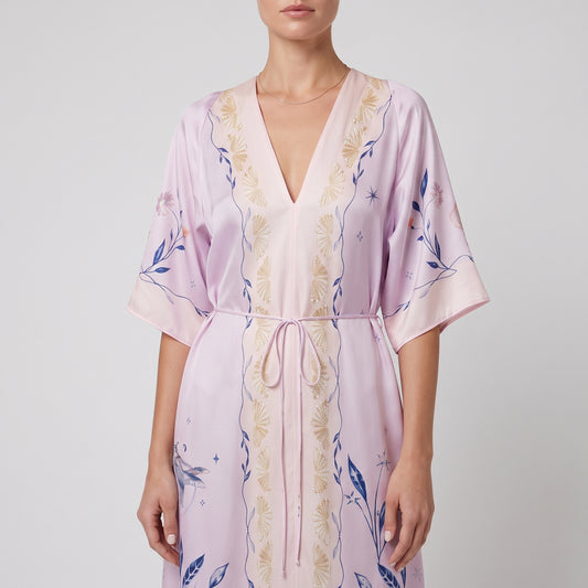 Floral Printed Silk Midi Dress
