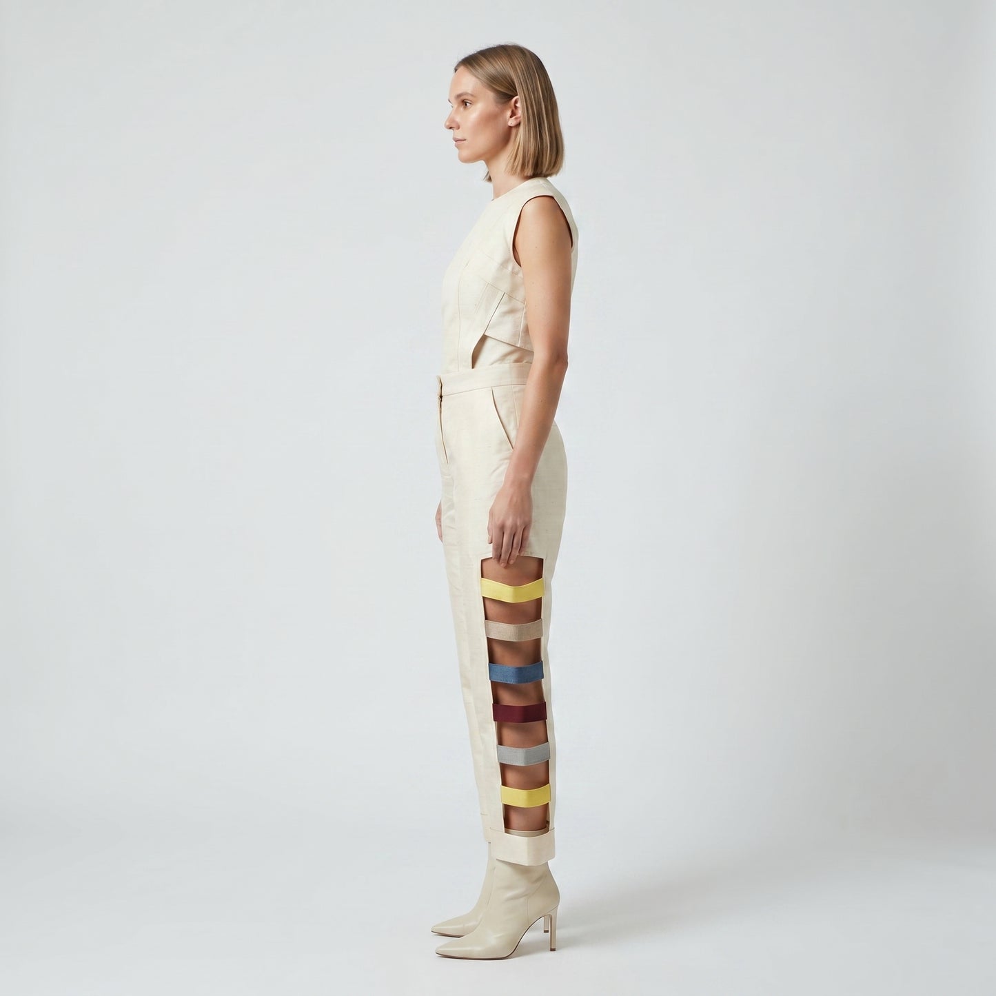 Cutout Multi-Strap Tailored Trousers