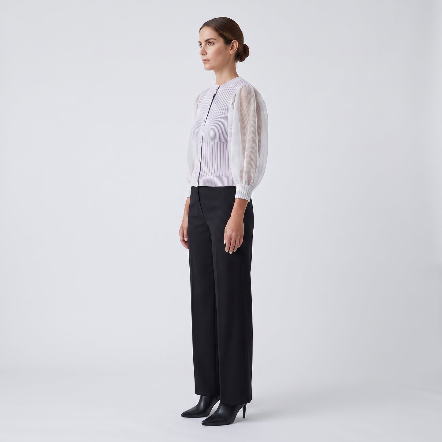 Ribbed Contrast Sleeve Cardigan