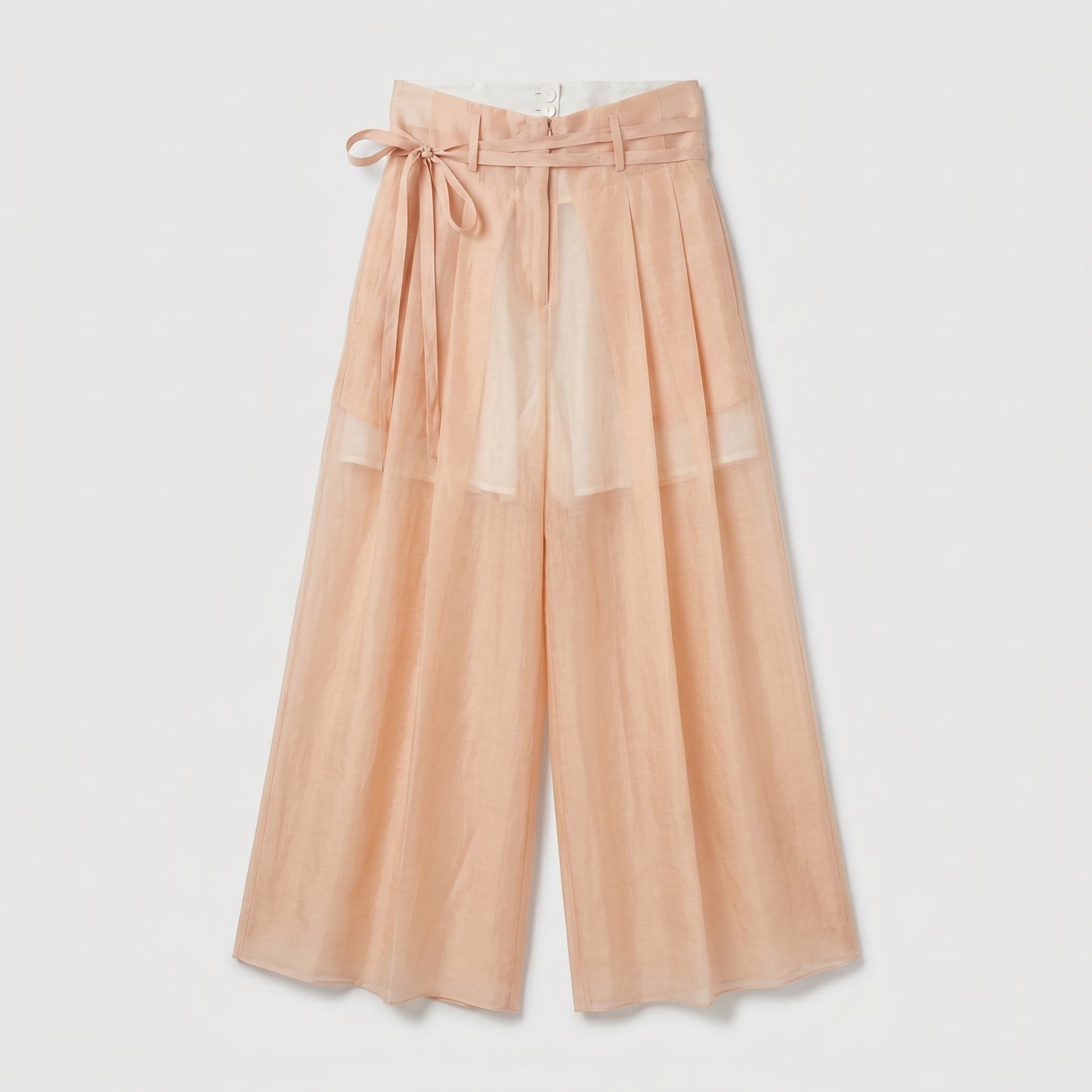 Sheer Linen Tie Waist Trousers