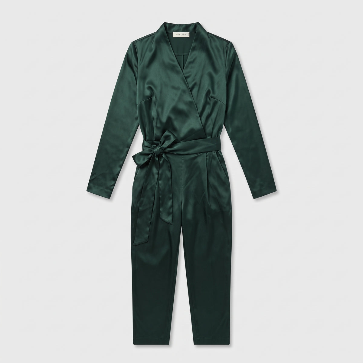 Emerald Satin Wrap Jumpsuit