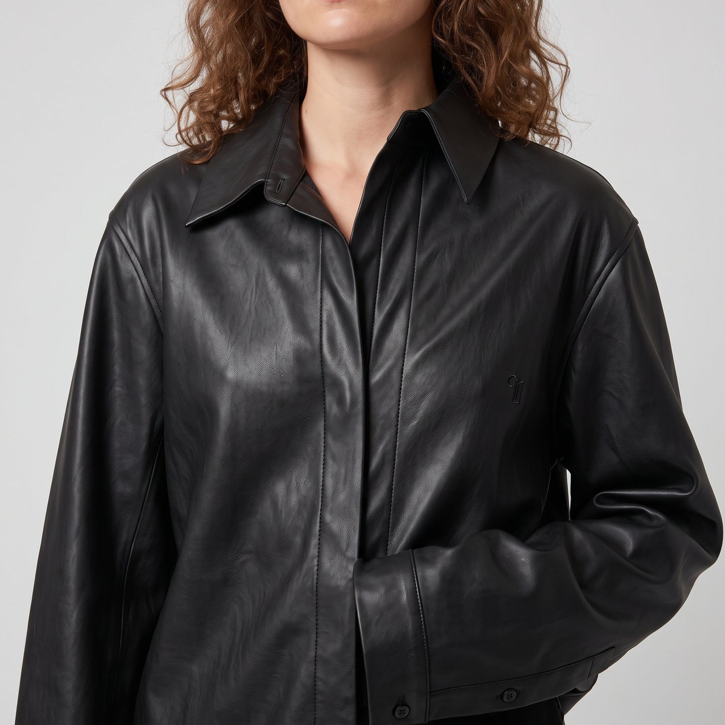 Minimalist Black Leather Shirt