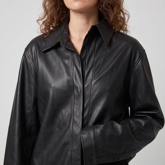 Minimalist Black Leather Shirt