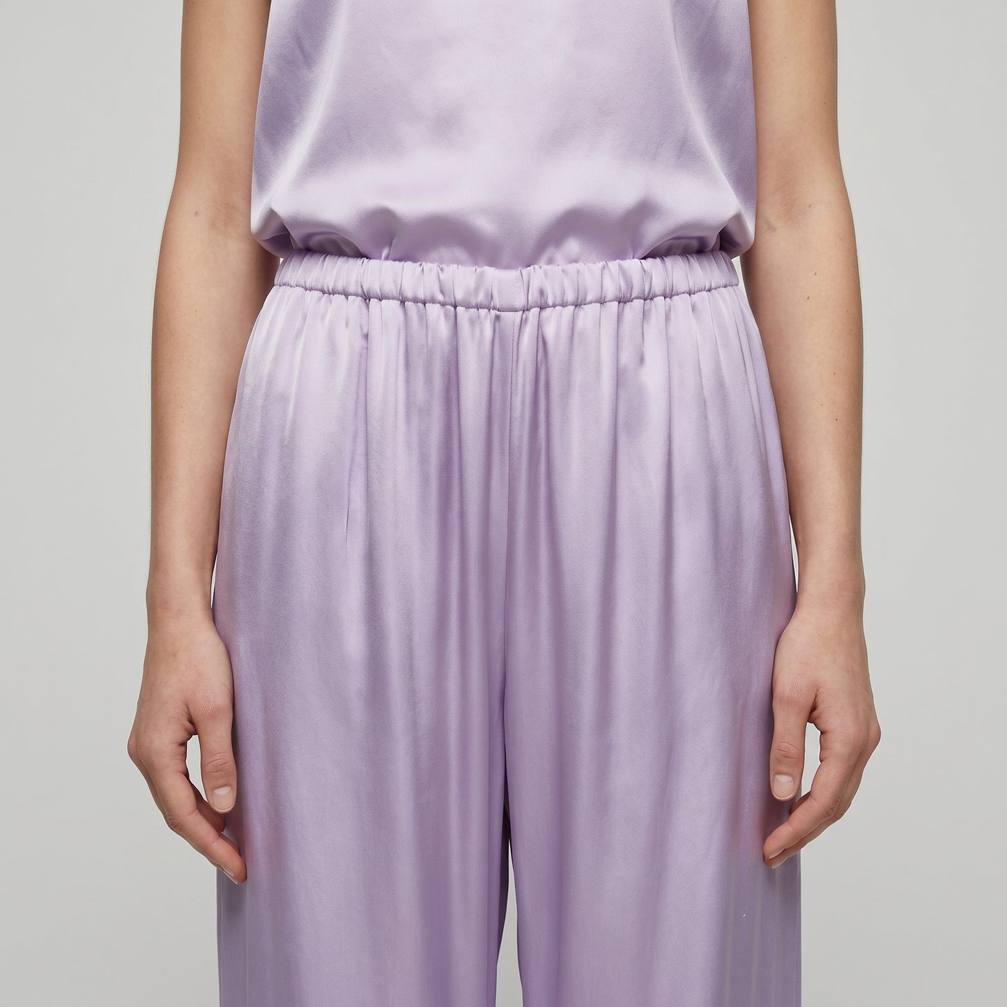 Lavender Satin Wide-Leg Trousers