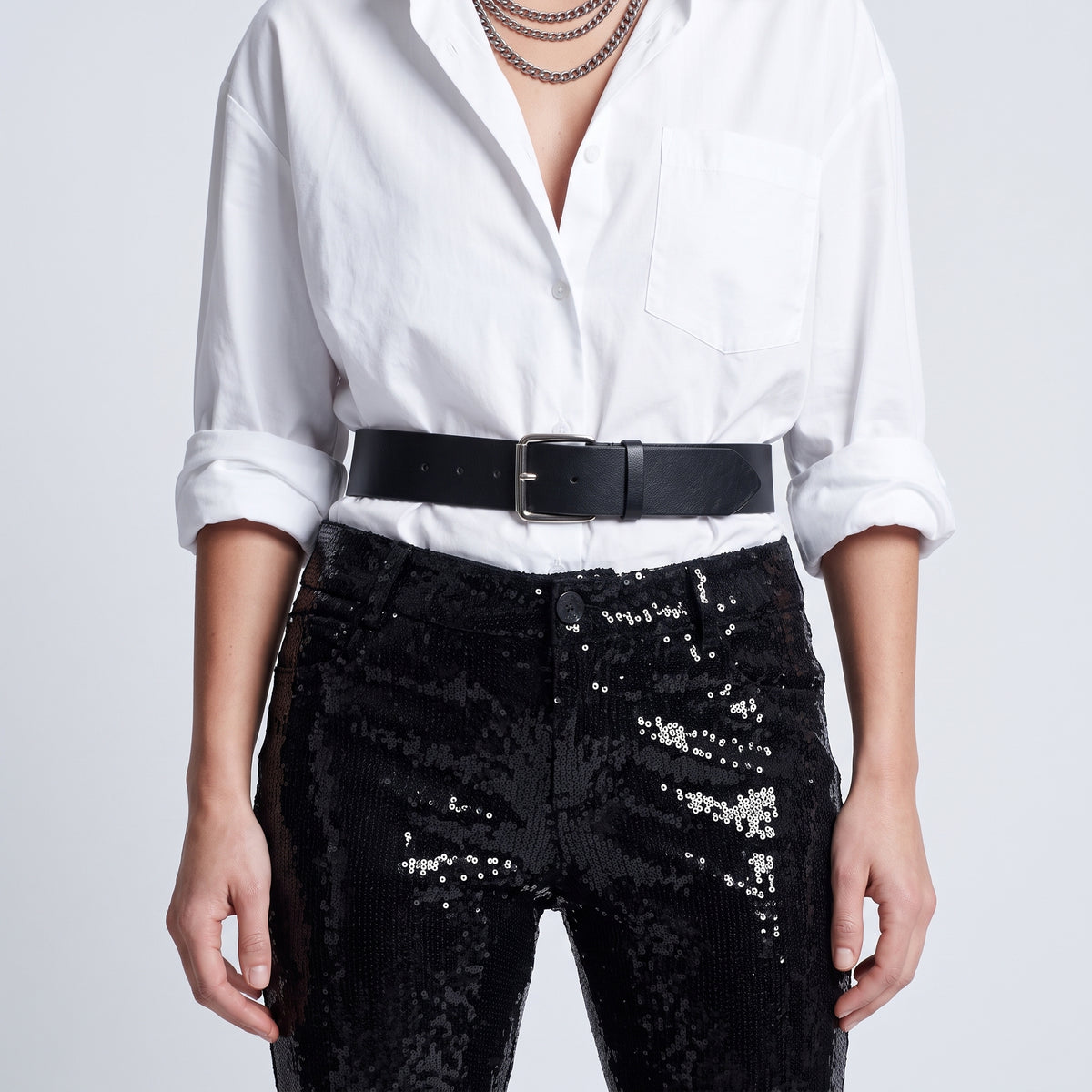 Black Sequin Tailored Trousers