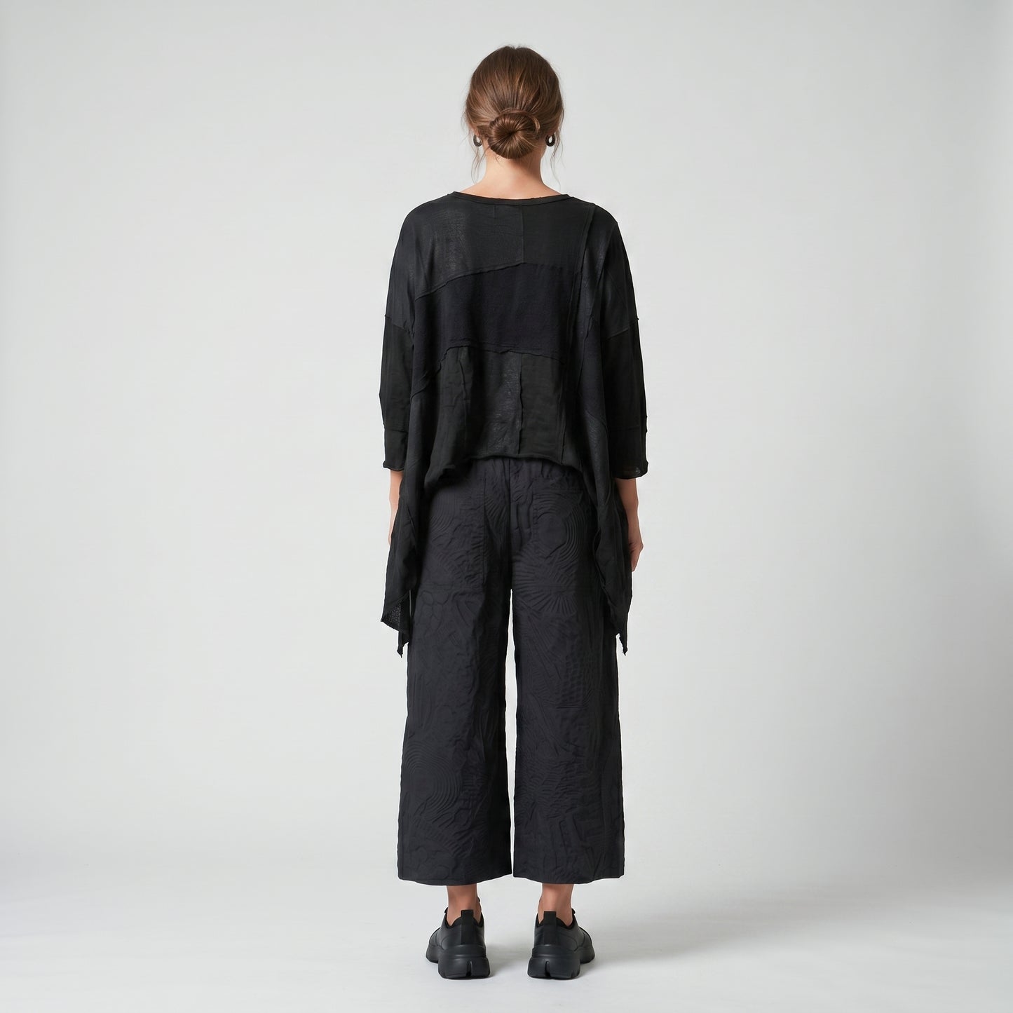 Textured Drawstring Wide Leg Trousers
