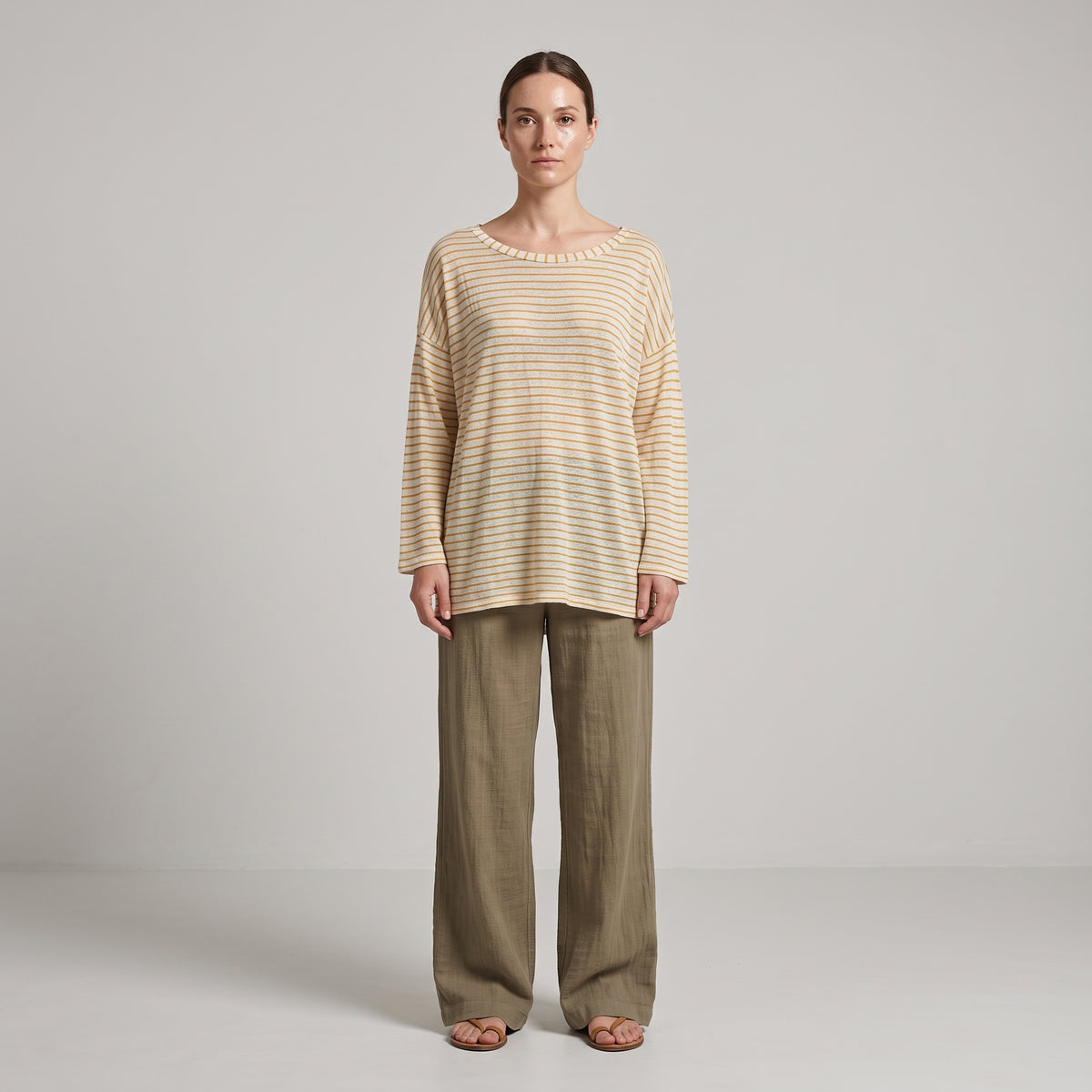 Relaxed Striped Cotton Long-Sleeve Top