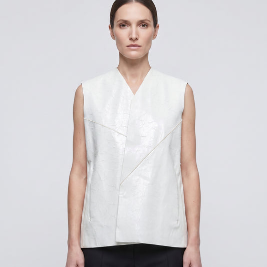 Structured Metallic Texture Tailored Vest
