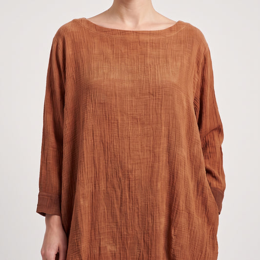 Textured Rust Boatneck Top