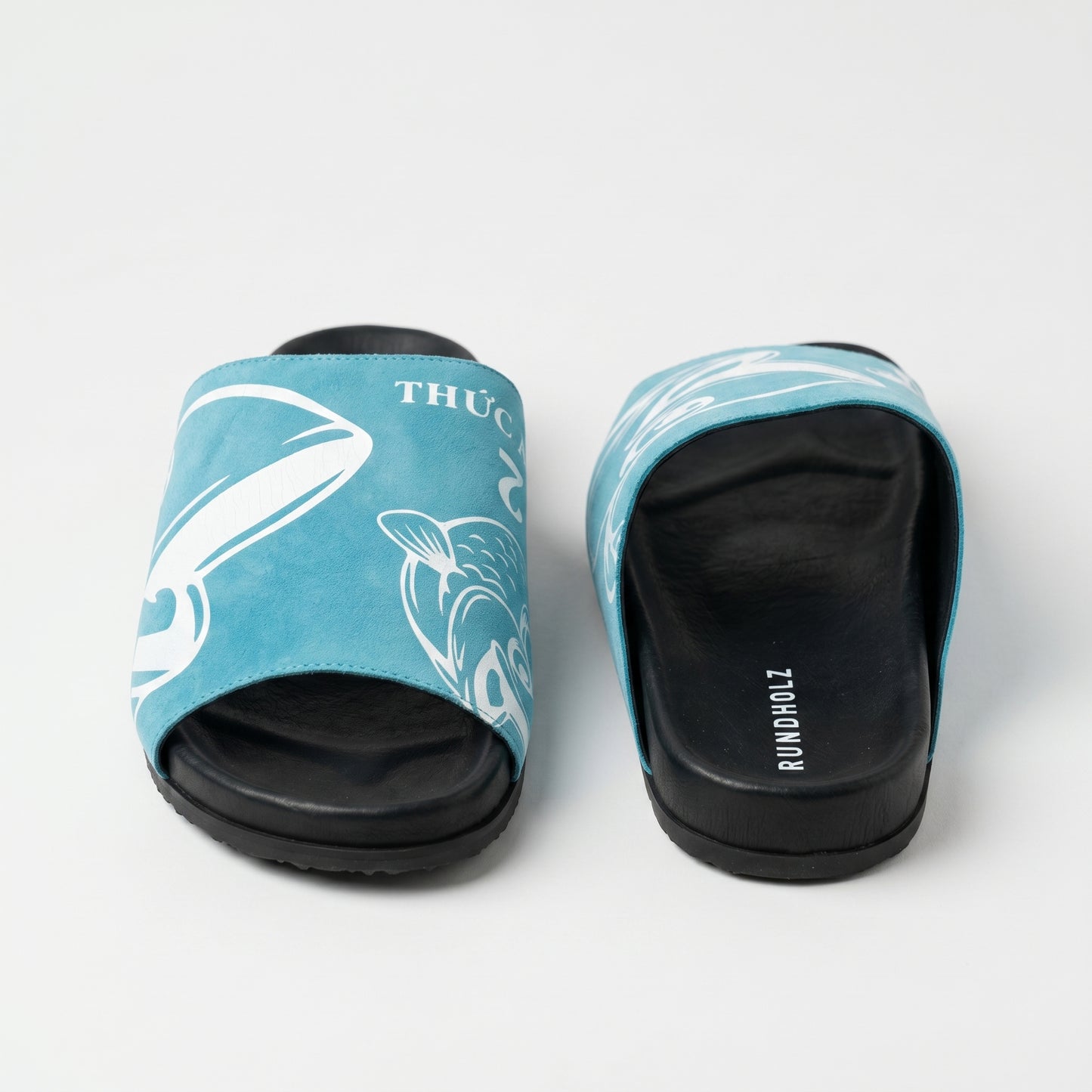 Graphic Suede Slide Sandals