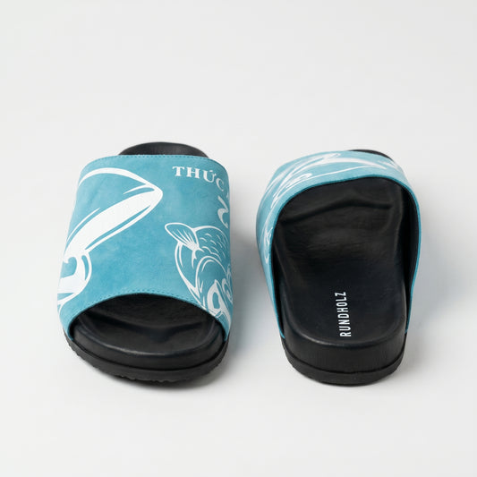 Graphic Suede Slide Sandals