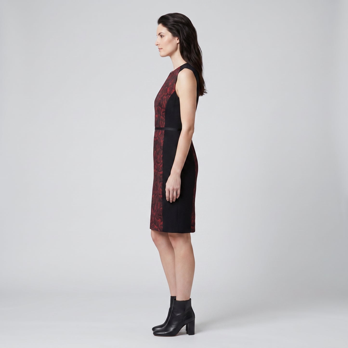 Abstract Print Paneled Sheath Dress