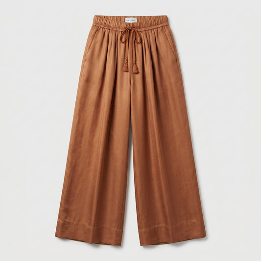 Fluid Wide-Leg Drawstring Trousers