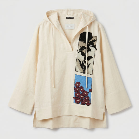 Floral Embroidered Hooded Tunic