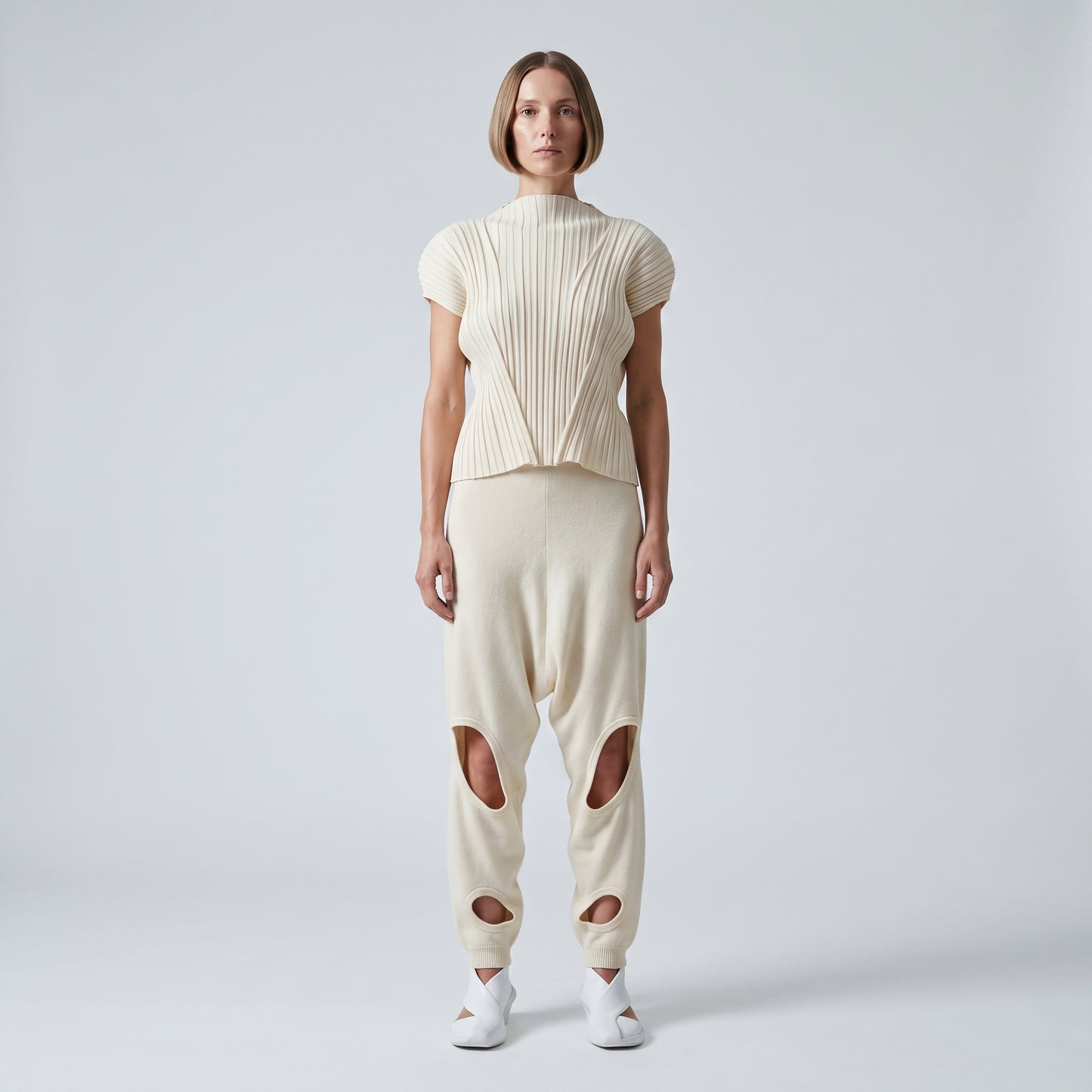 Abstract Cutout Knit Trousers