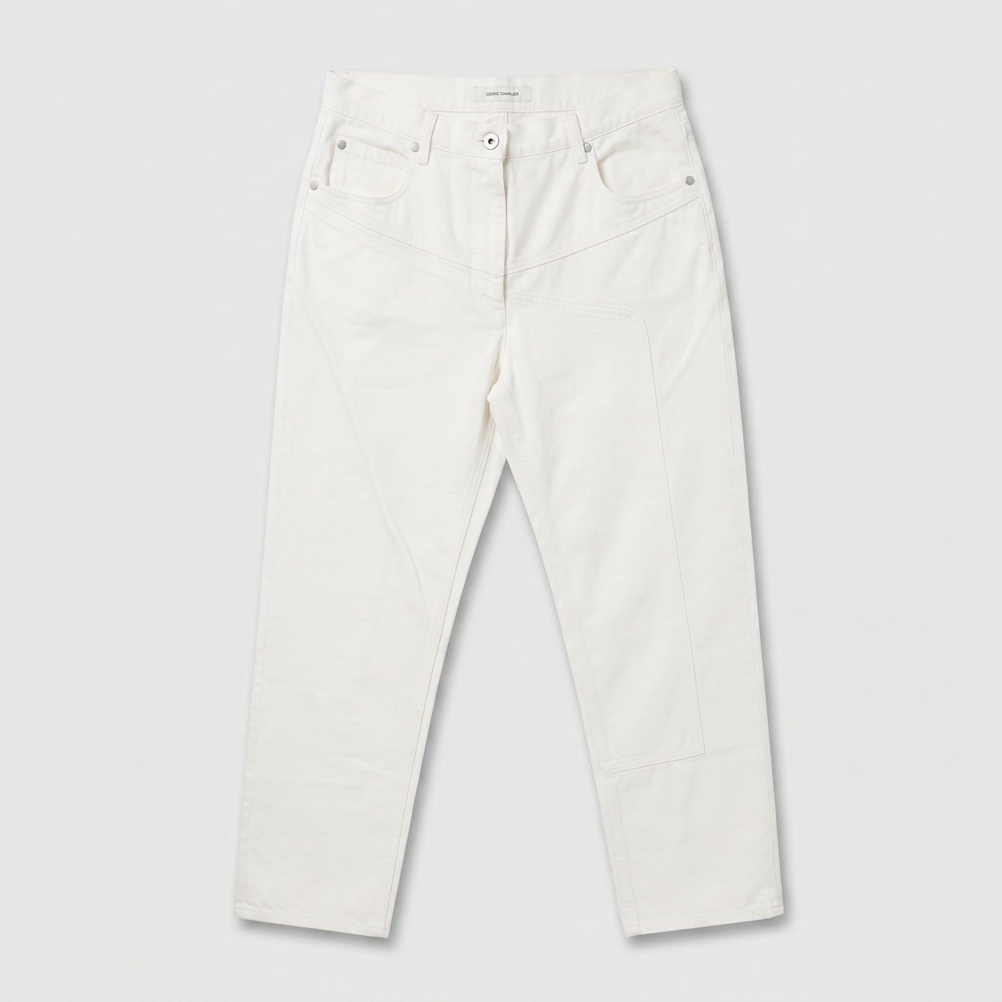 High-Waisted Off-White Denim Jeans