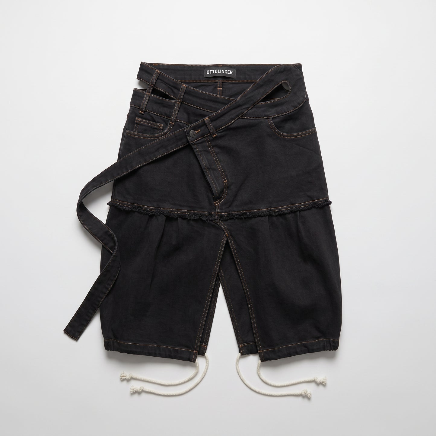Deconstructed Wrap Denim Skirt