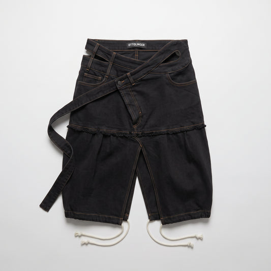 Deconstructed Wrap Denim Skirt