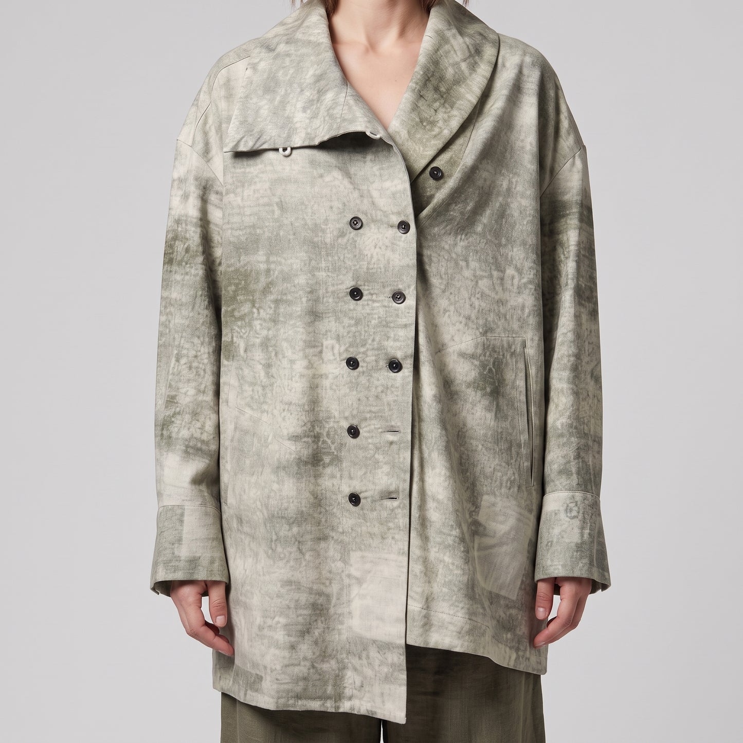 Abstract Print Double-Breasted Jacket