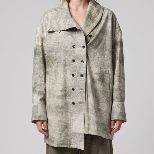 Abstract Print Double-Breasted Jacket