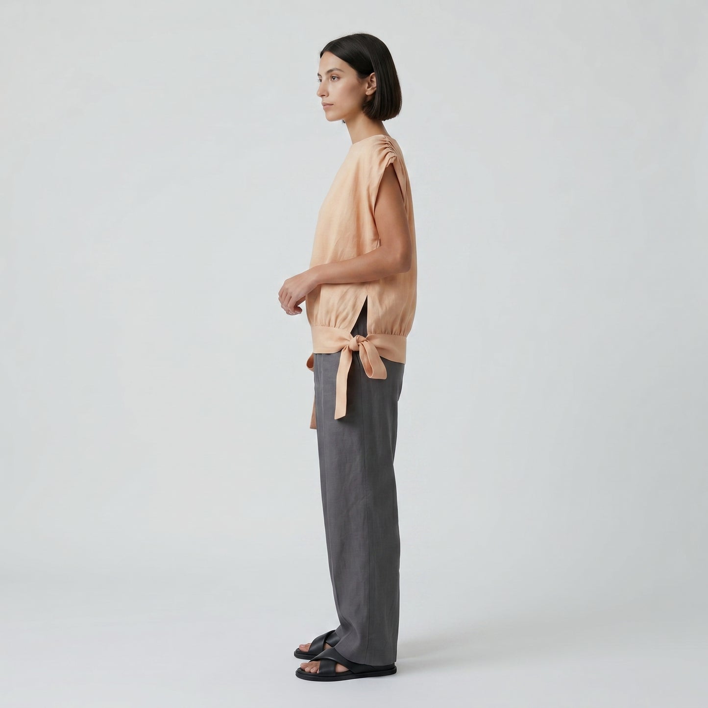 Linen Side Tie Crop Top