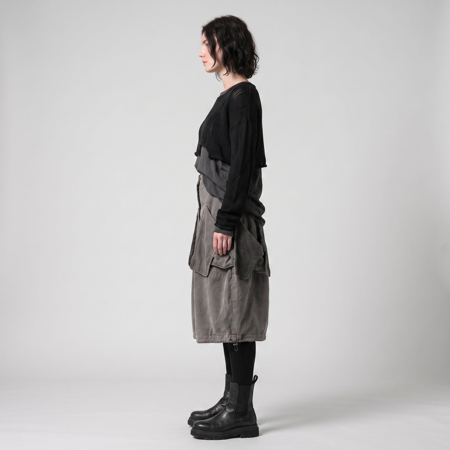 Architectural Grey Cargo Skirt