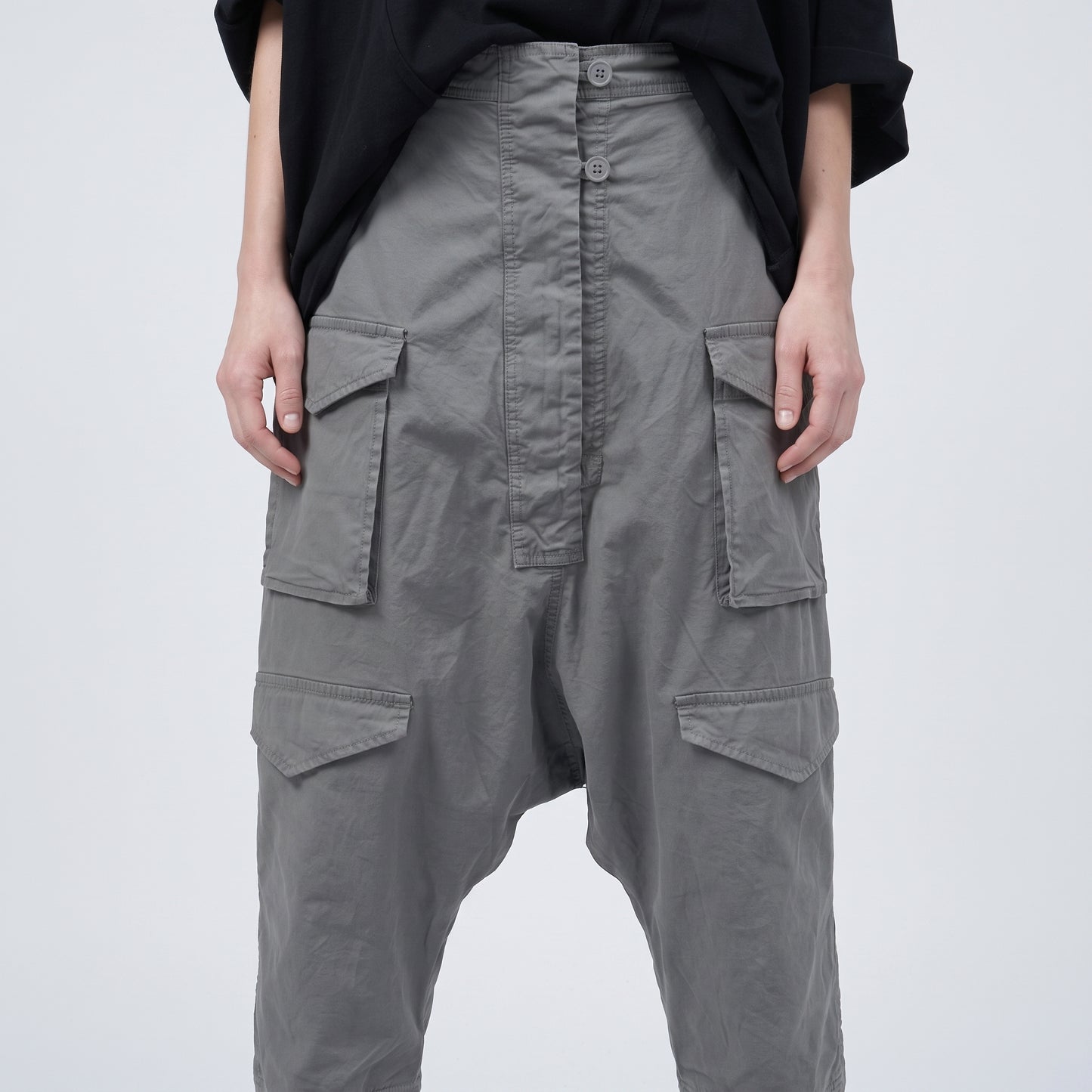 Structured Cotton Cargo Cropped Trousers