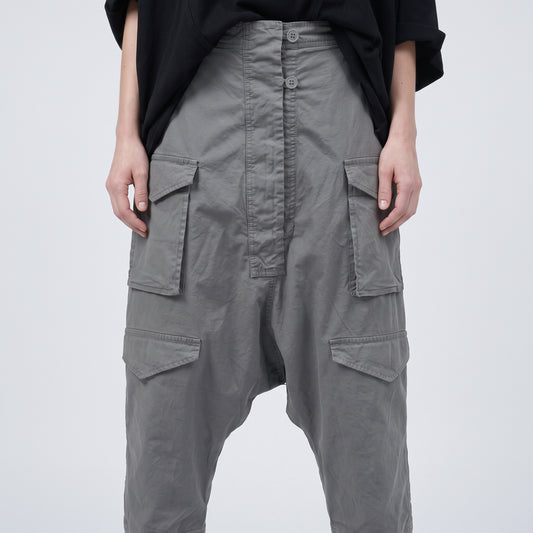 Structured Cotton Cargo Cropped Trousers