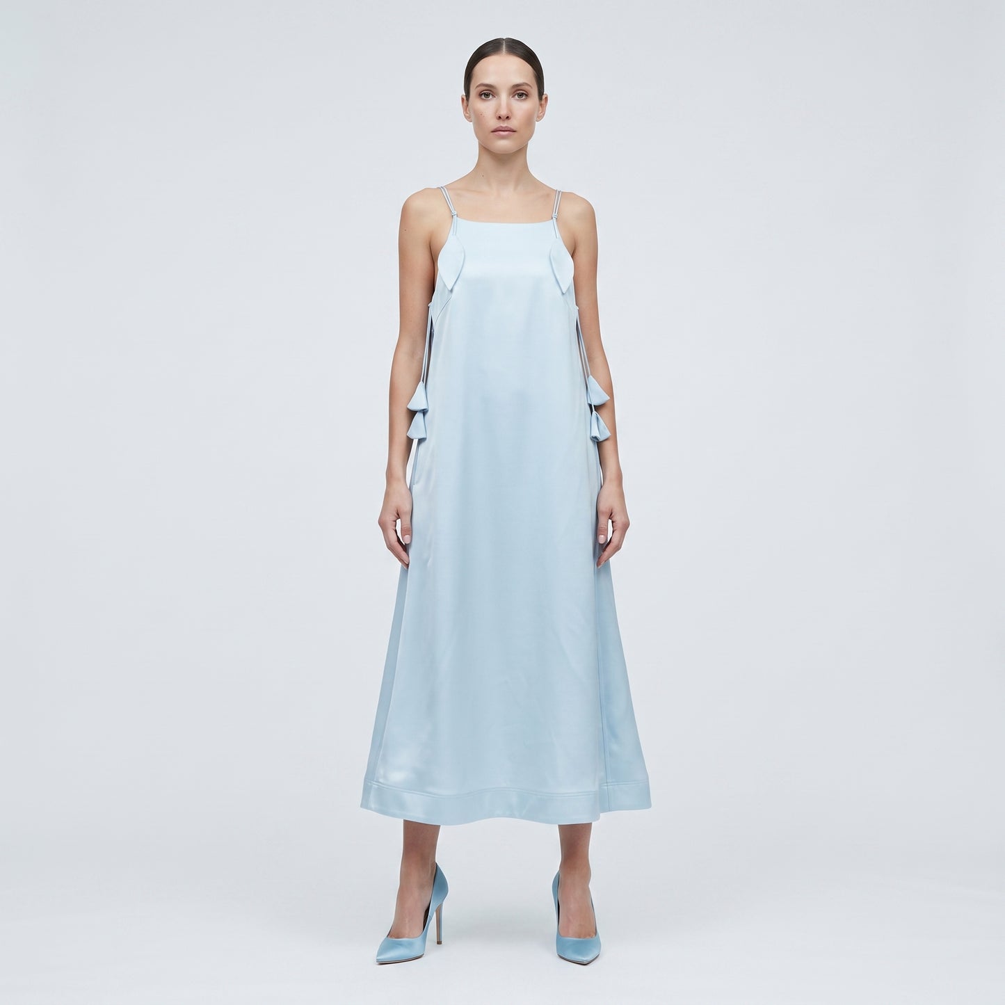 Satin Leaf Detail Slip Dress