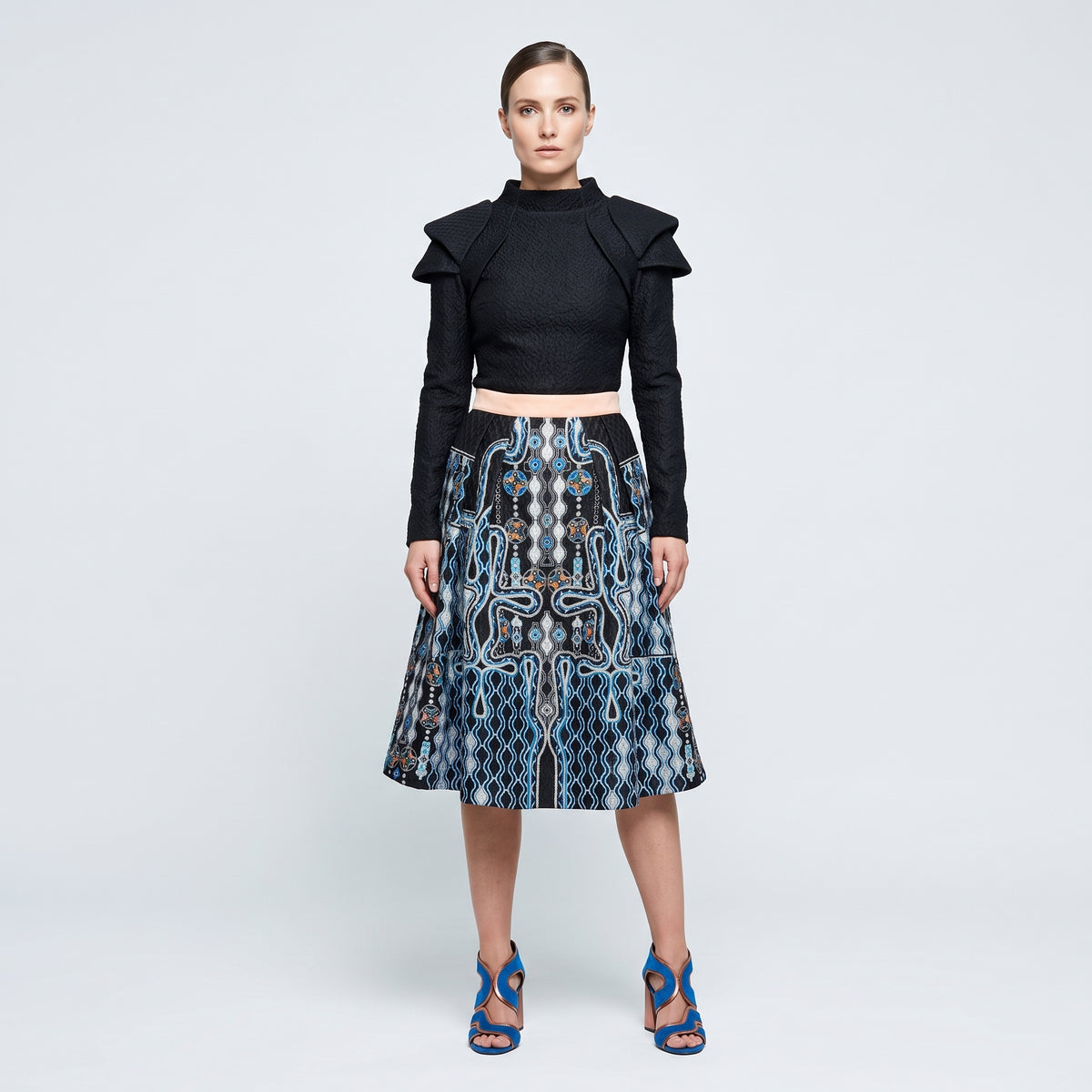 Embroidered Geometric Circle Skirt