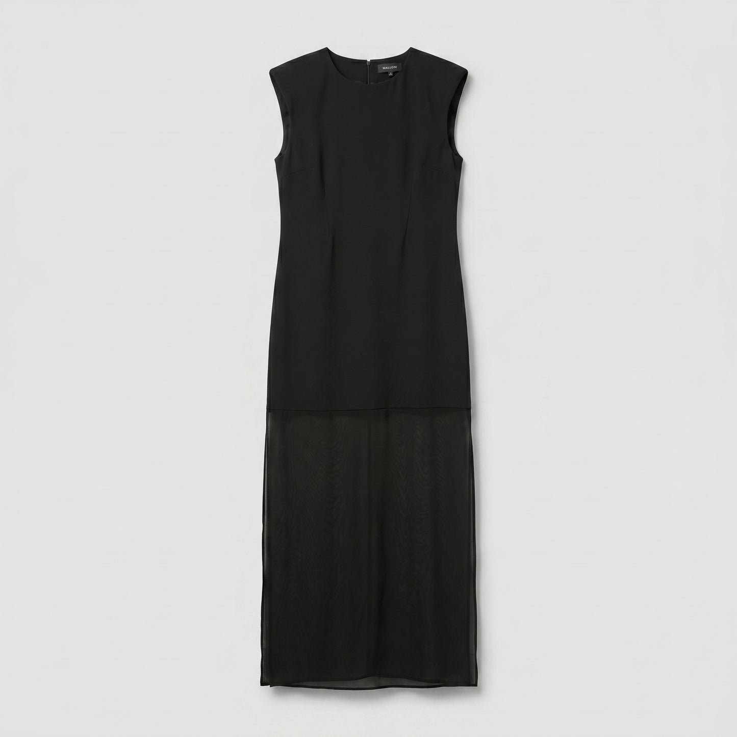 Sleeveless Sheer-Hem Maxi Dress