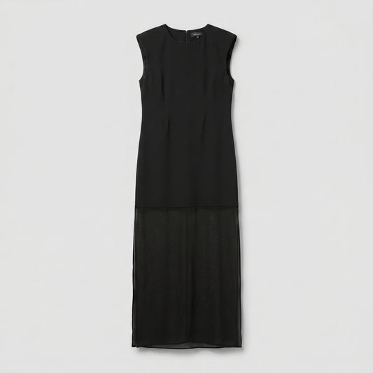 Sleeveless Sheer-Hem Maxi Dress