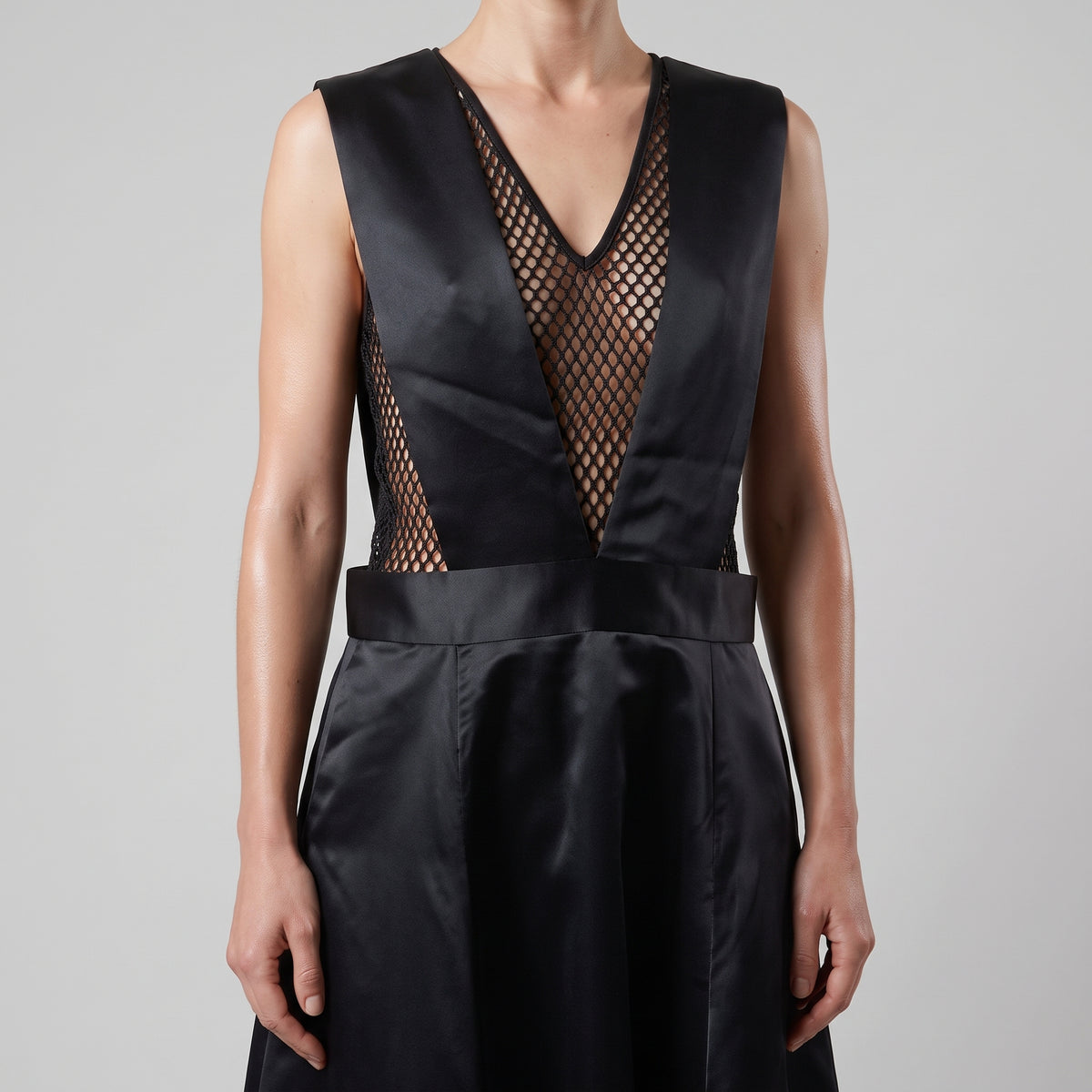 Structured Black Suspender Skirt