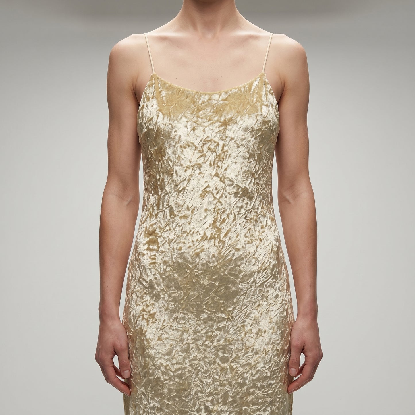 Metallic Crushed Velvet Slip Dress