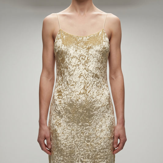 Metallic Crushed Velvet Slip Dress