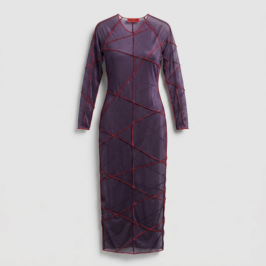 Geometric Mesh Midi Dress