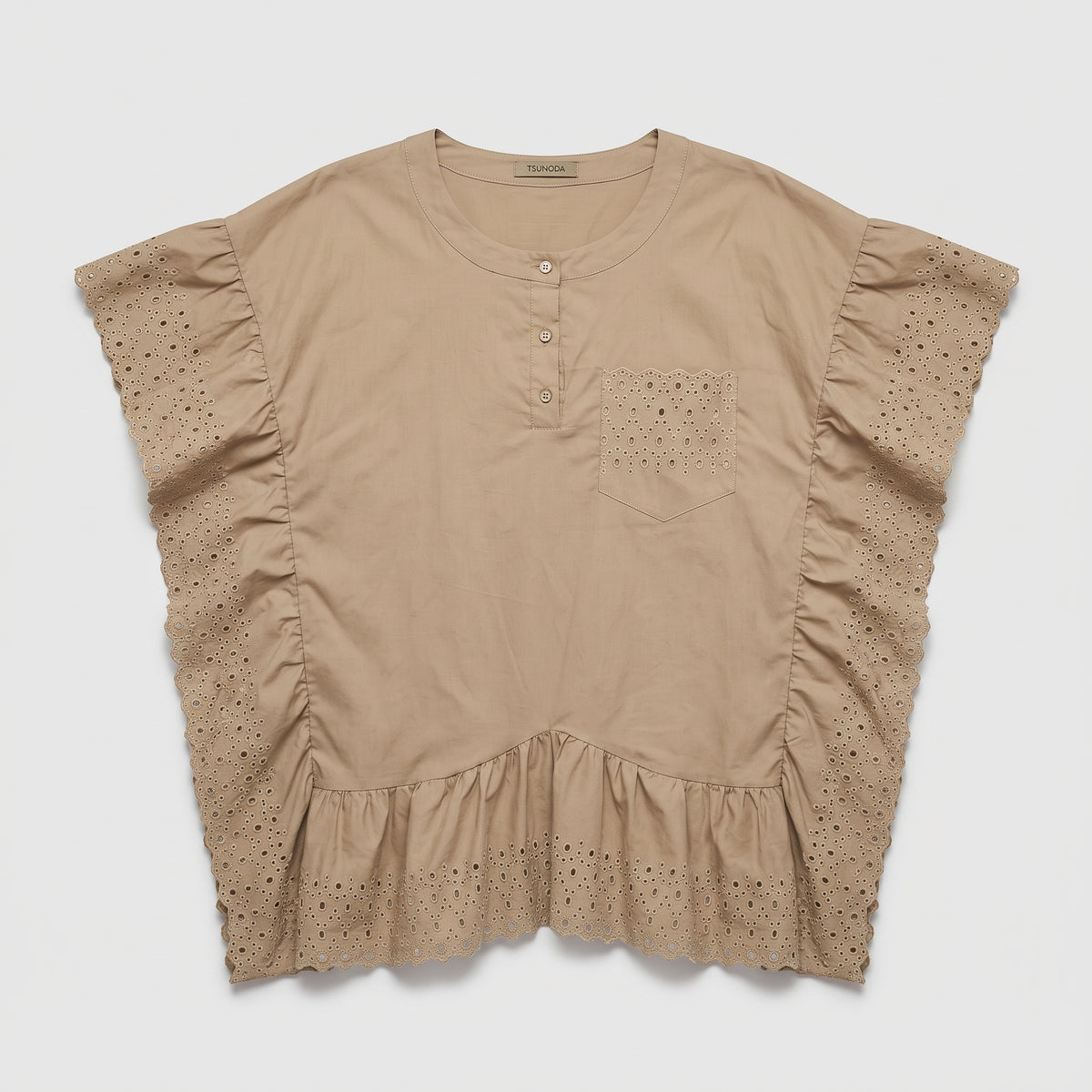 Eyelet Ruffle Trimmed Blouse