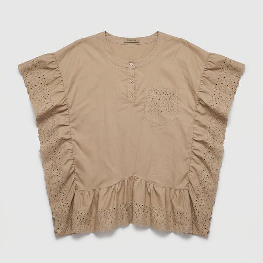 Eyelet Ruffle Trimmed Blouse