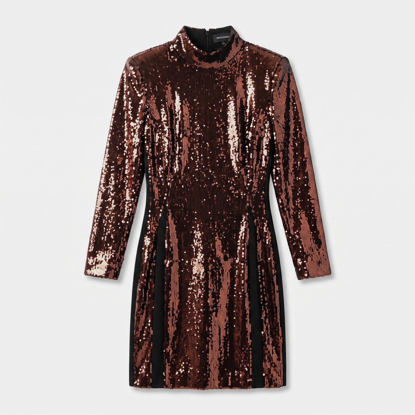 Sequin Mock Neck Mini Dress