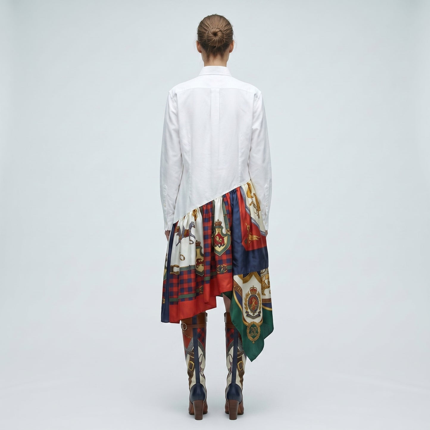 Asymmetric Scarf Detail Shirt Dress